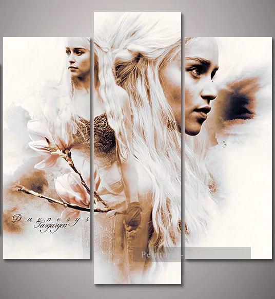 Daenerys Targaryen trois panneaux Le Trône de fer Peintures à l'huile